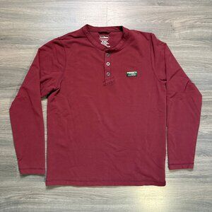L.L. Bean Men's Comfort Camp Henley Shirt - Dark Red